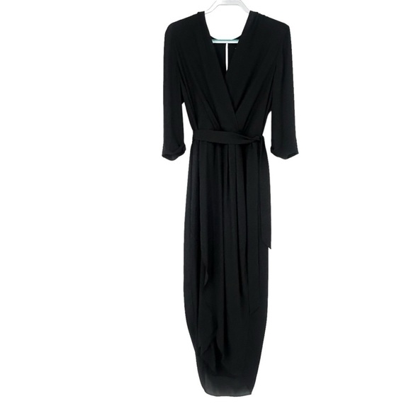 AMANDA UPRICHARD TIMELESS BLACK PROVENANCE FAUX WRAP MIDI DRESS WOMENS SIZE 1X - Picture 1 of 16
